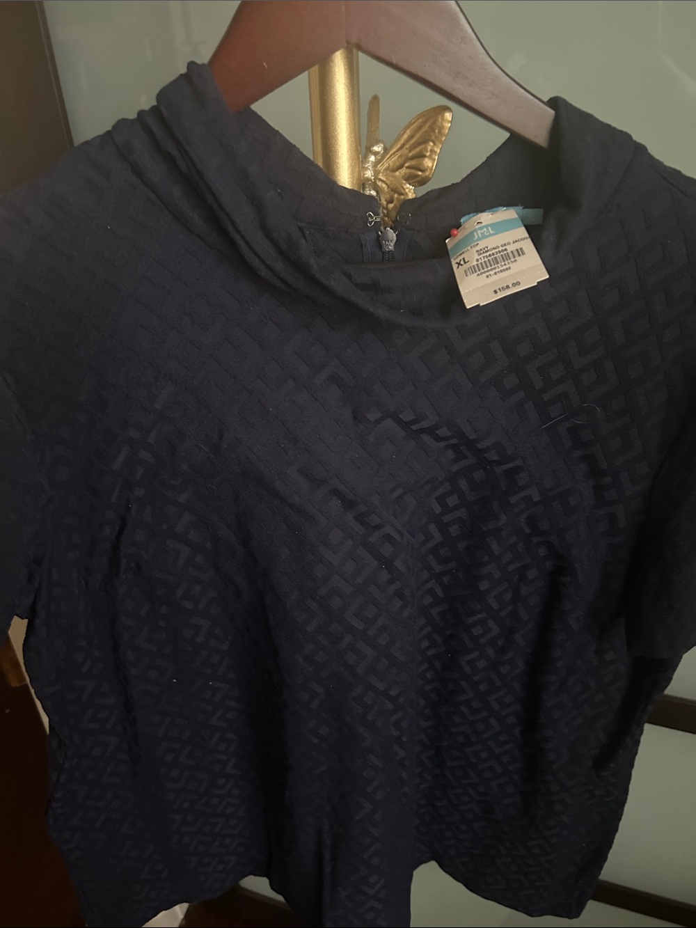 I.McLaughlin Navy Textured Short-Sleeve Knit Top